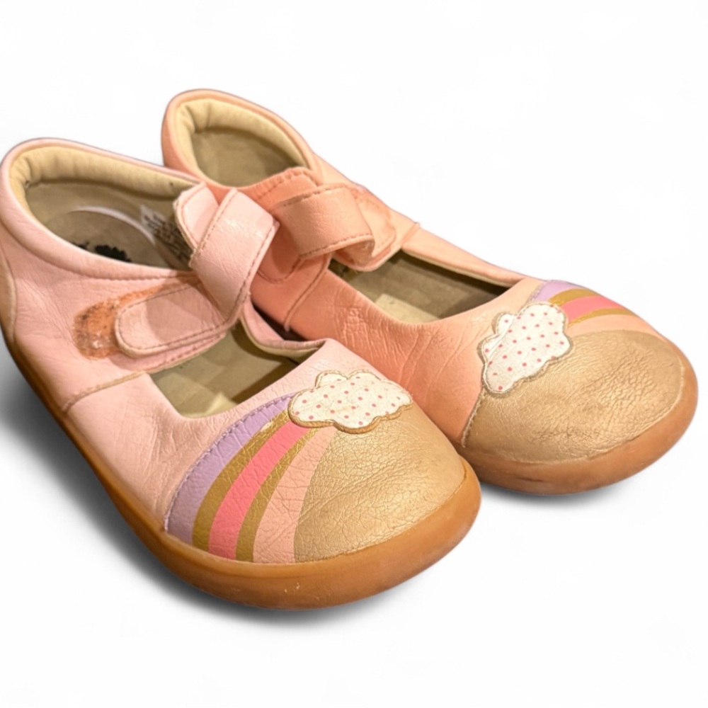 Livie & Luca Pink and Tan Cloud rainbow Mary Jane Shoes size 12